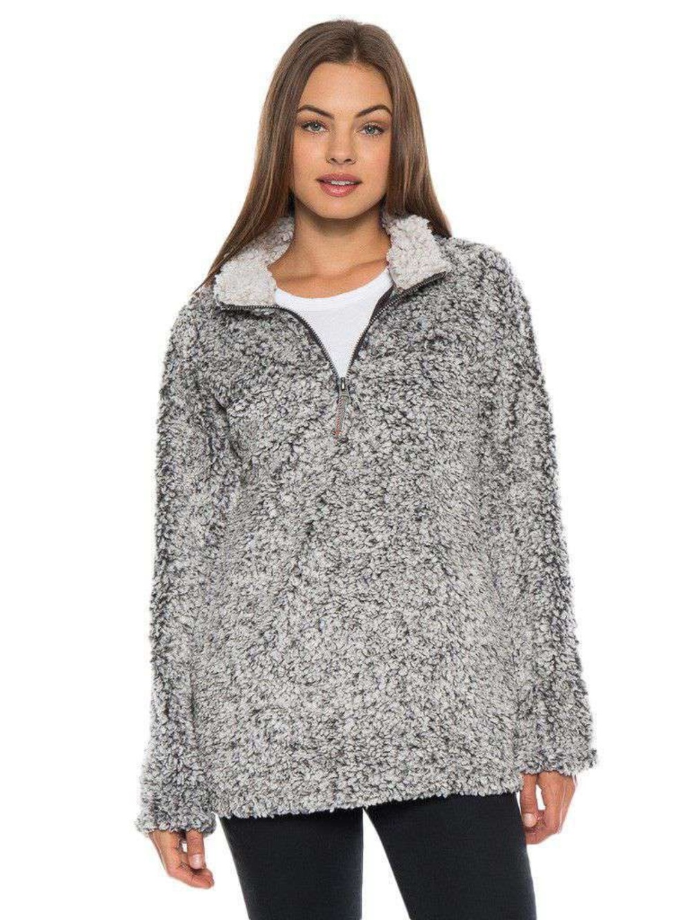 Dylan Black and Gray Sherpa sweater